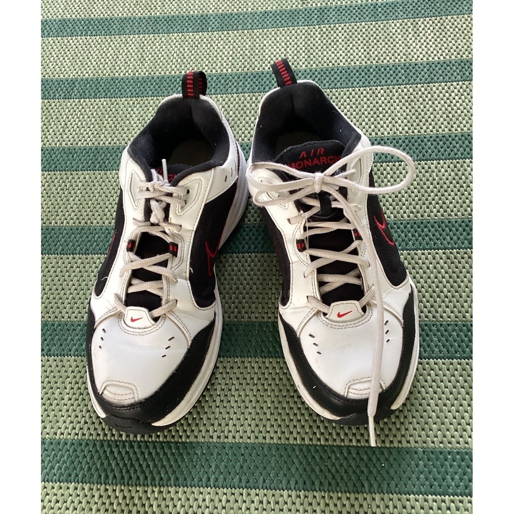 Nike Air Monarch IV White Black Red  Low Top Sneaker Men's 10 4E Wide 416355-101